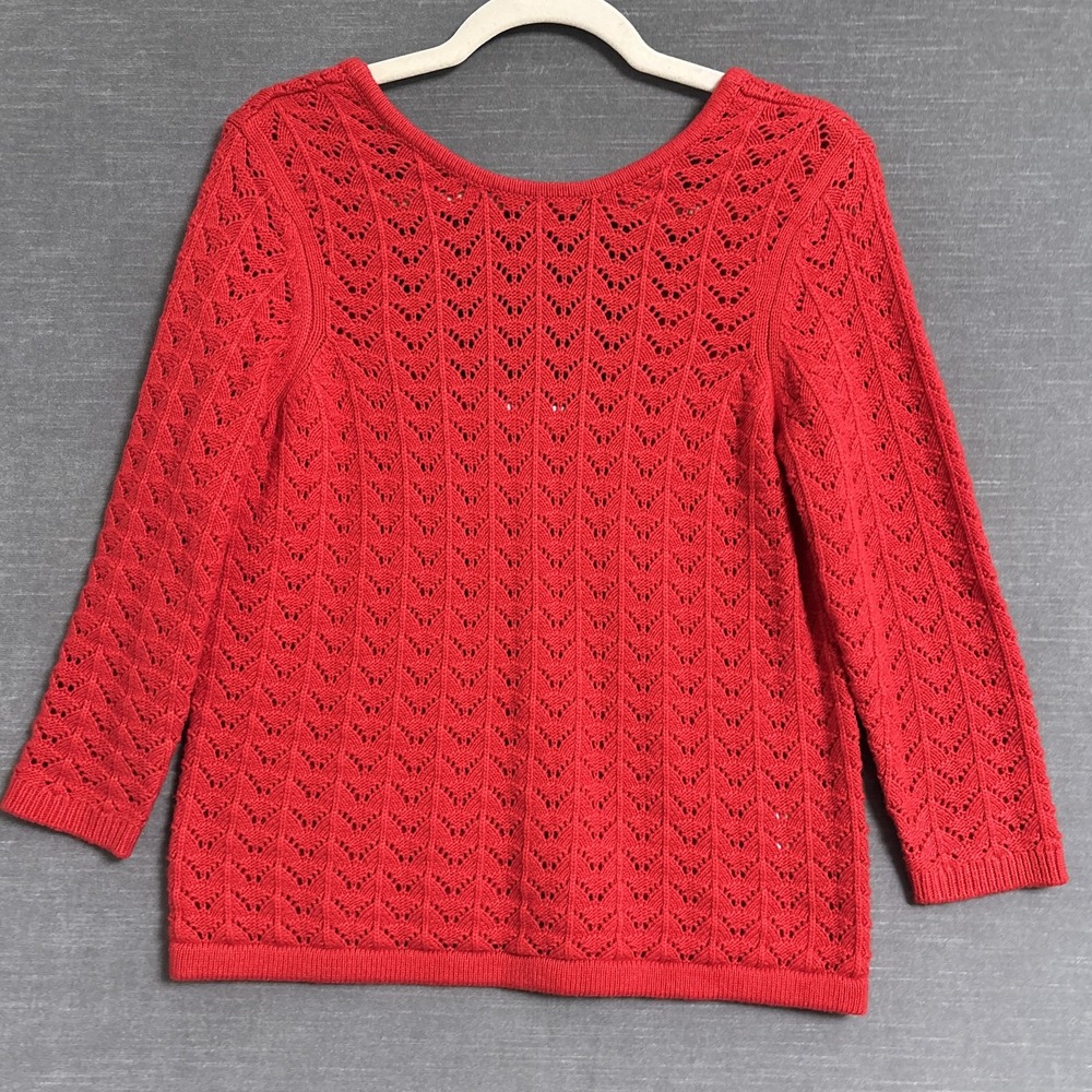 Boden Red Open-Knit Scoop Neck Sweater
